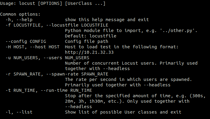 following output